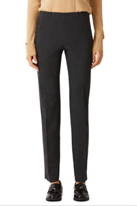 Ecru - Mid Waist Solid Stretch Crepe Pant