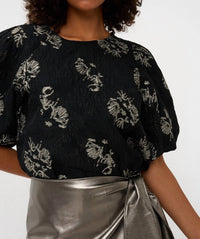Esqualo - Jacquard Puff Sleeve Top
