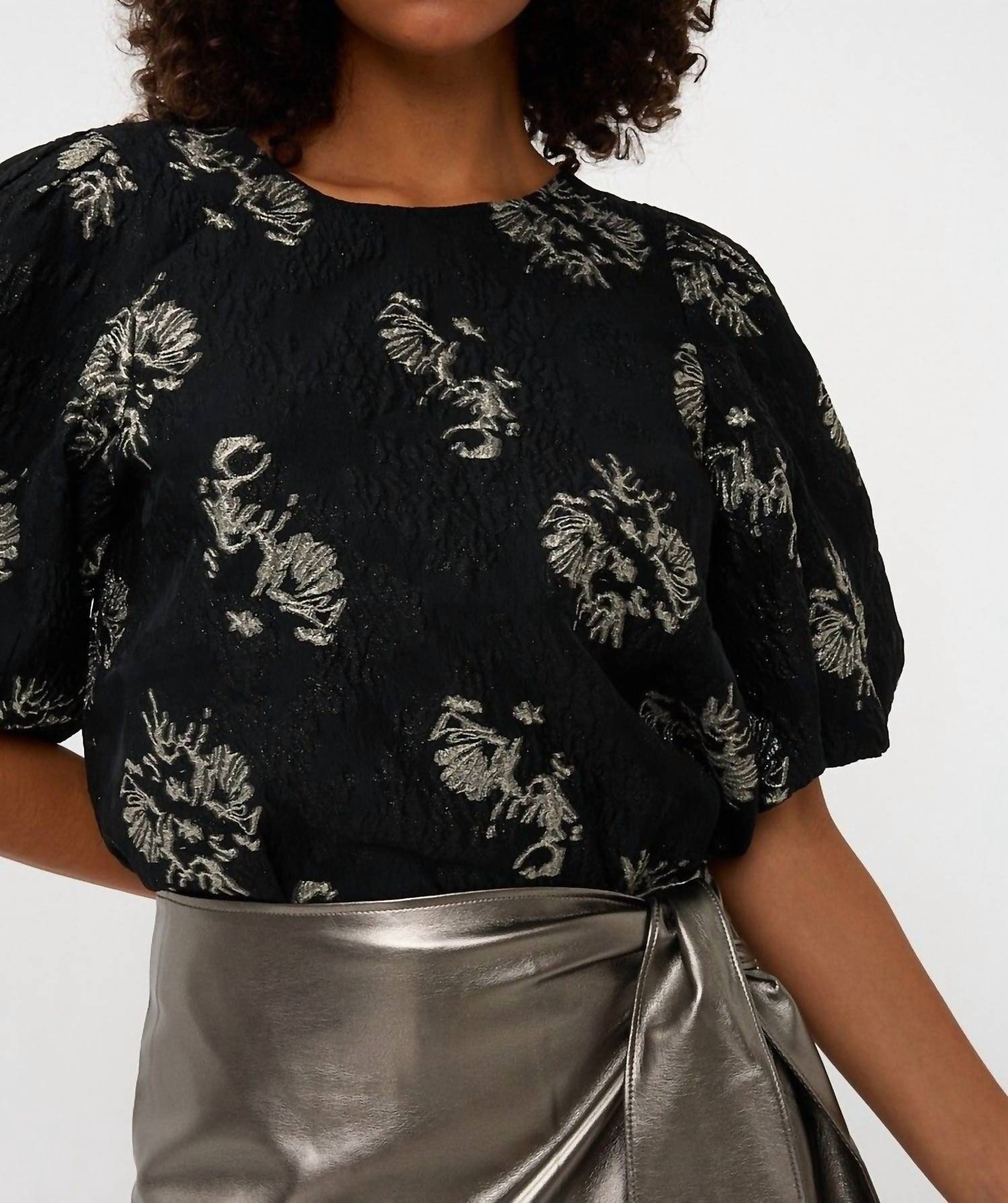 Esqualo - Jacquard Puff Sleeve Top
