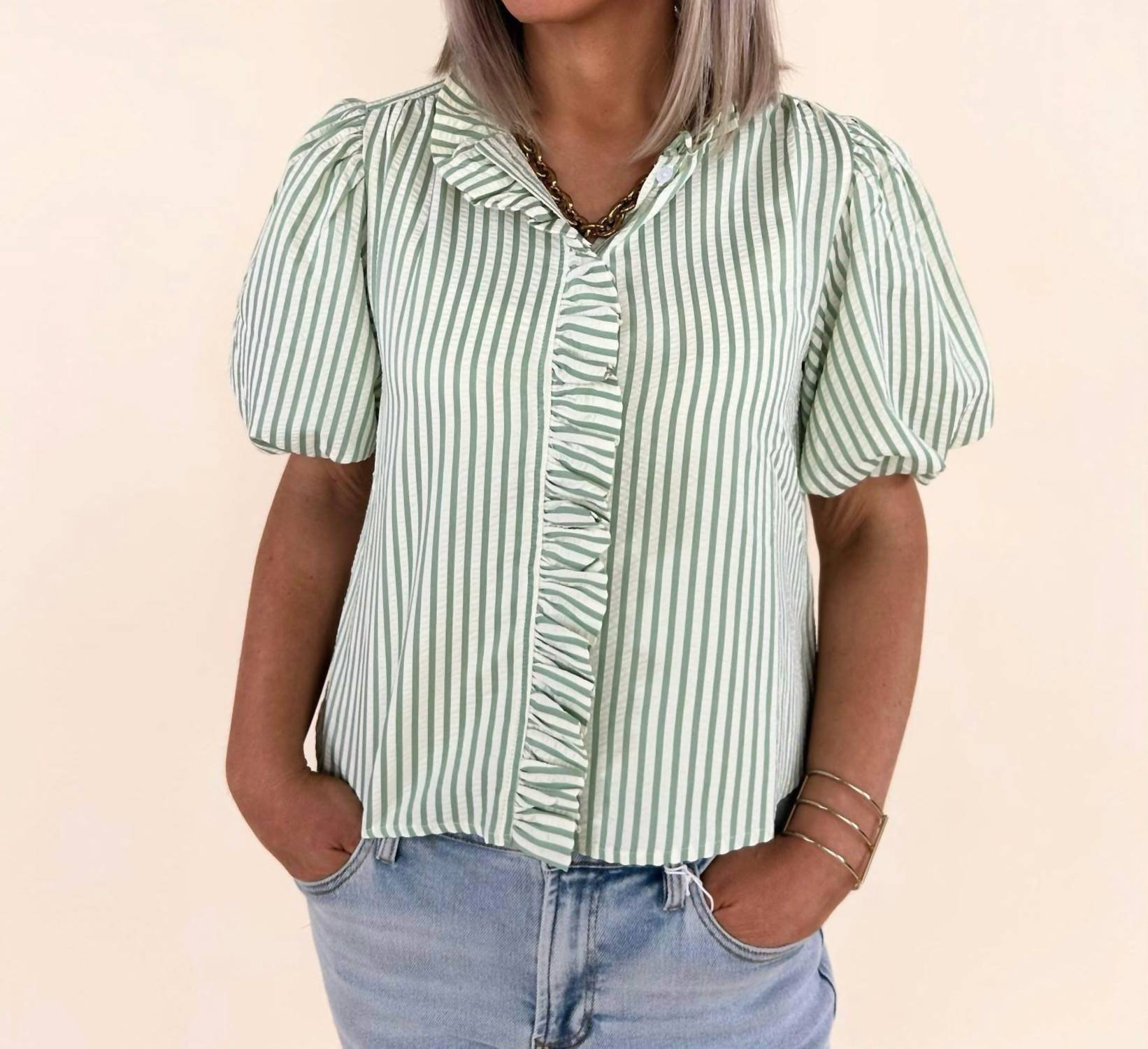 &Merci - Amabel Striped Ruffled Top