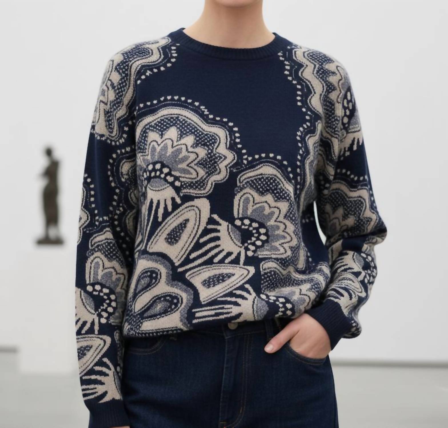 Jumper1234 - Doily Crew Neck Sweater Top