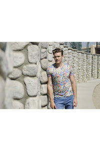 Eight X - Tropical Parrot Print V-Neck T-Shirt