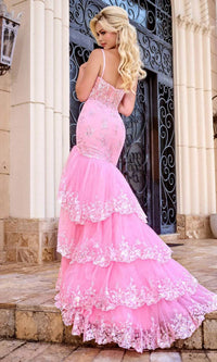 PORTIA&SCARLETT Petal Dream Corset Mermaid Gown in pink - women's dress - alternate view