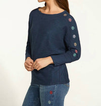 Fdj - 3/4 sleeve batwing top - blue - clothing - cotton