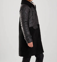 Fdj - long mixed media PU Coat