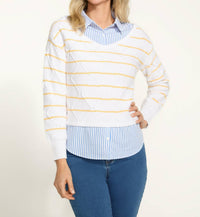 Fdj - Long Sleeve Mixed-media Sweater