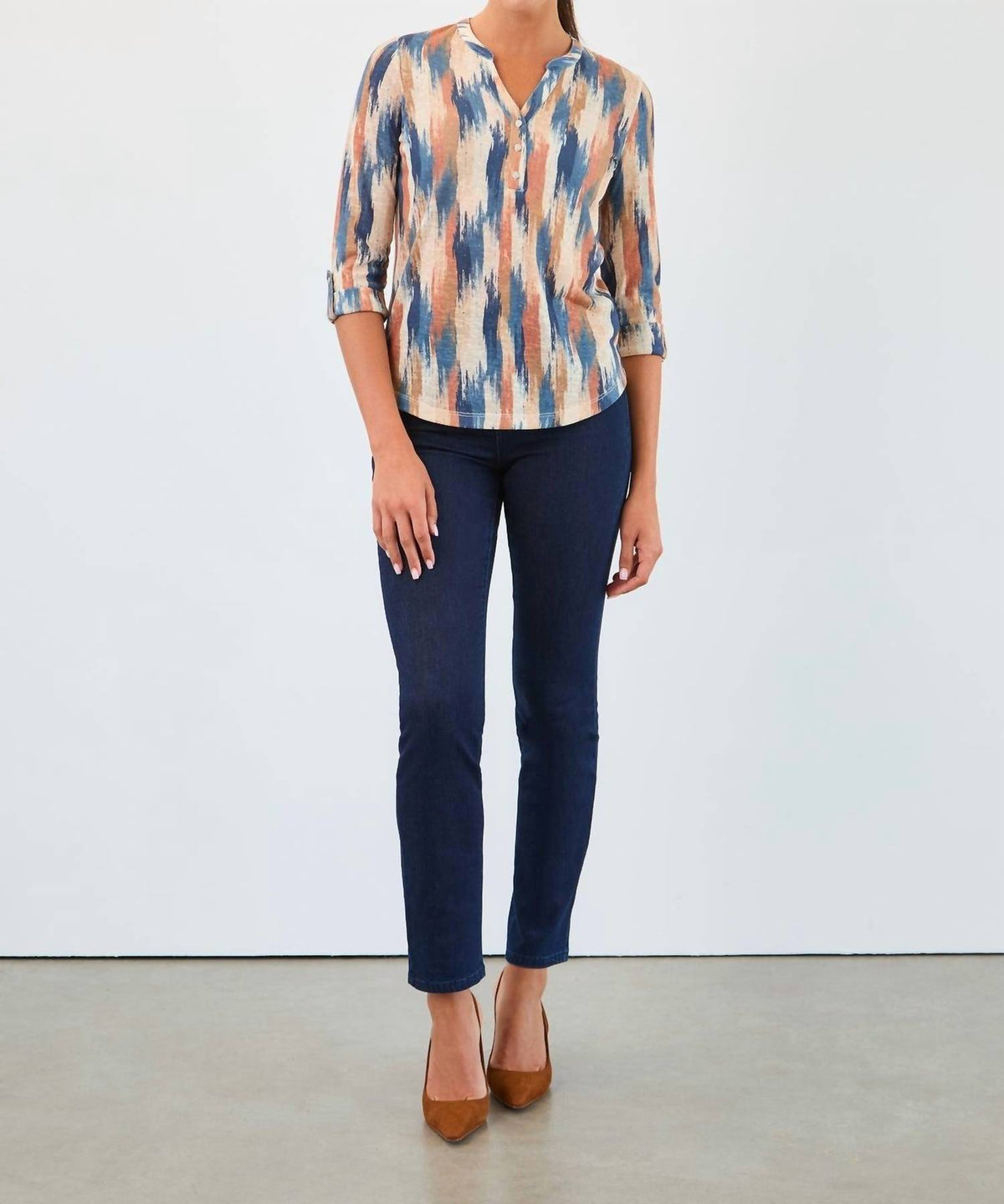 Fdj - Long-sleeve Notch Neck Top