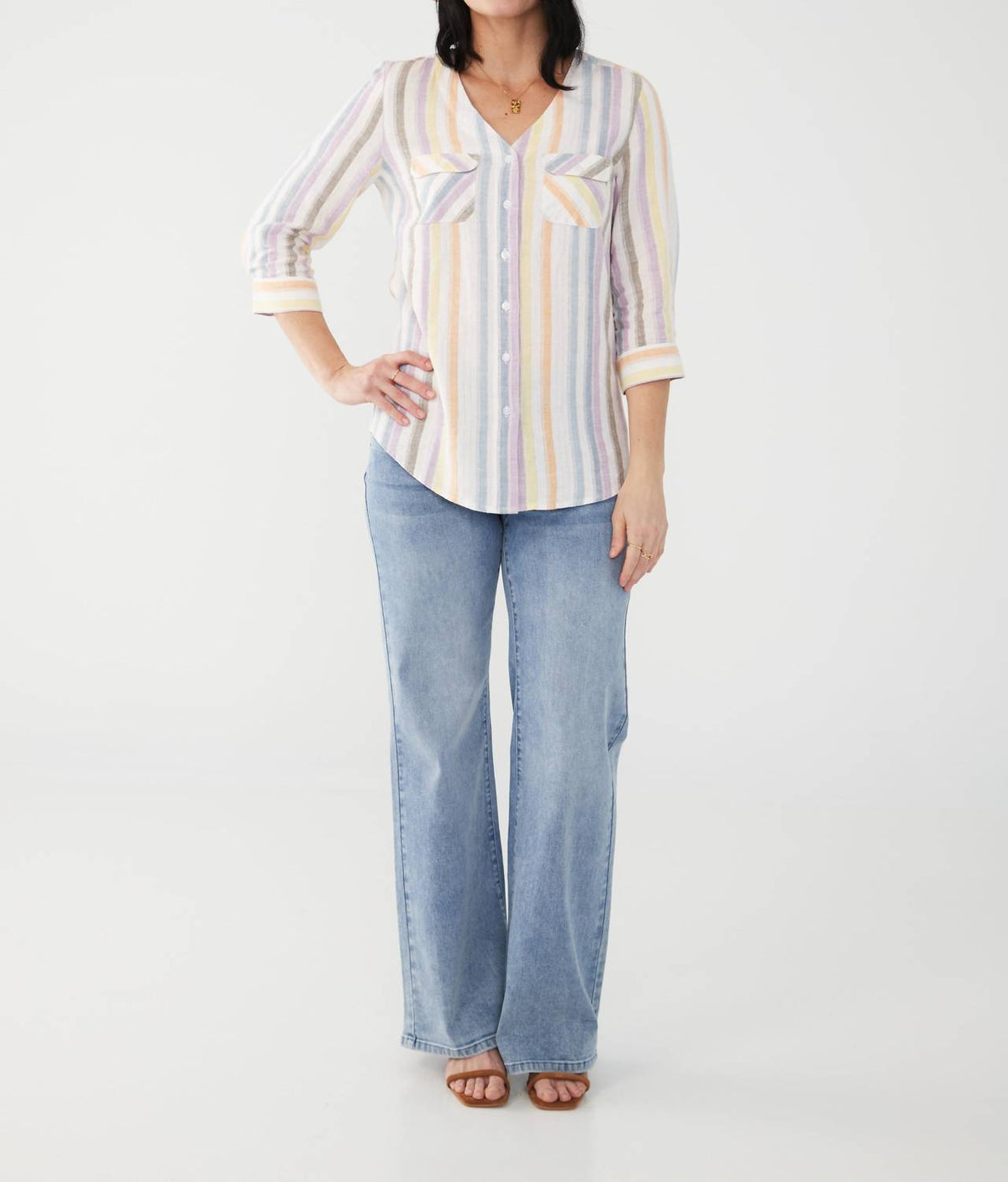 Fdj - Madison Stripe V-neck Top