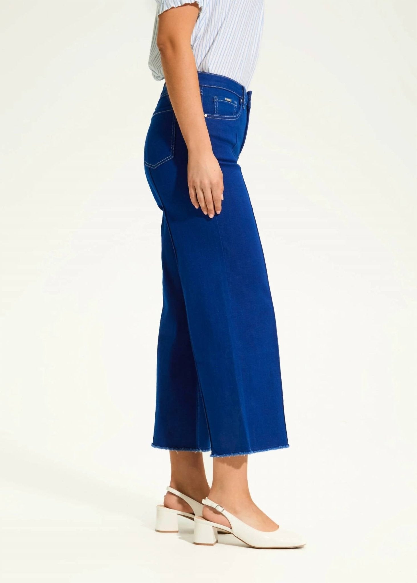 Fdj - Olivia Wide Crop Denim Jeans - ankle - blue - clothing