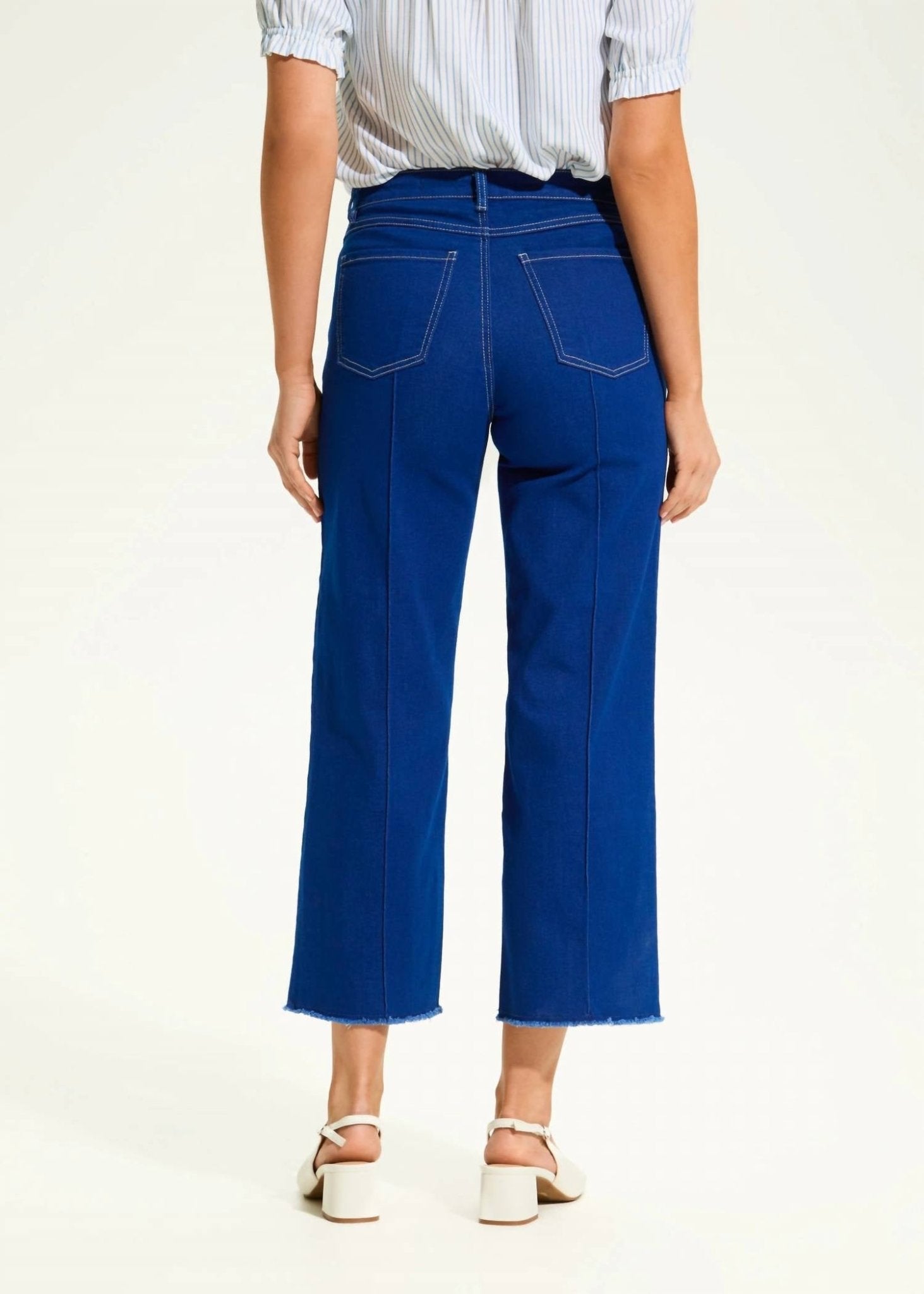 Fdj - Olivia Wide Crop Denim Jeans - ankle - blue - clothing