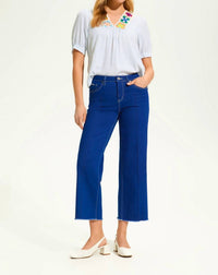 Fdj - Olivia Wide Crop Denim Jeans - ankle - blue - clothing