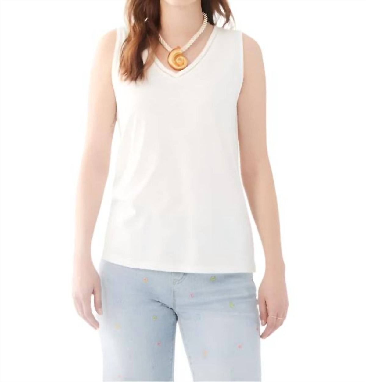 Fdj - Sleeveless V-neck Jersey Top