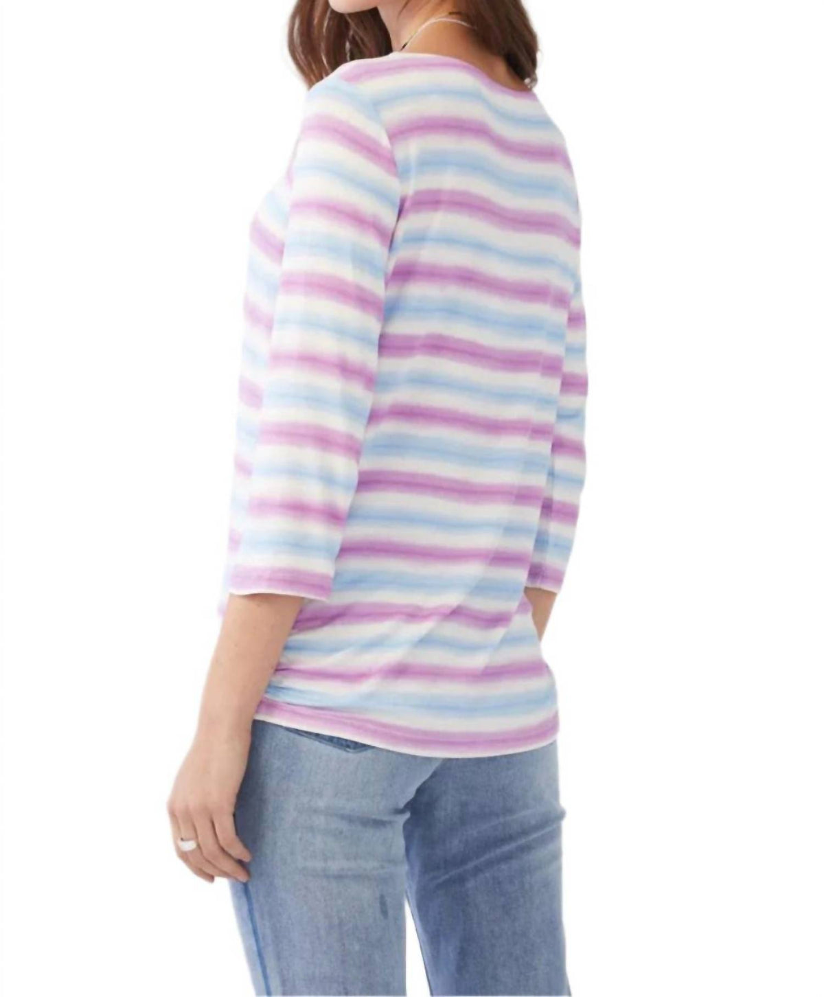 Fdj - Striped Three Quarter Sleeve Top