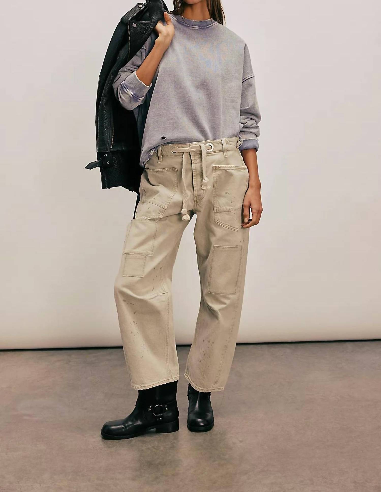 Free People - Moxie Low Slung Pull On Barrel Pants