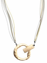 Sea Lily - Women's L65k Multi Strand Necklace With Matte Pendant