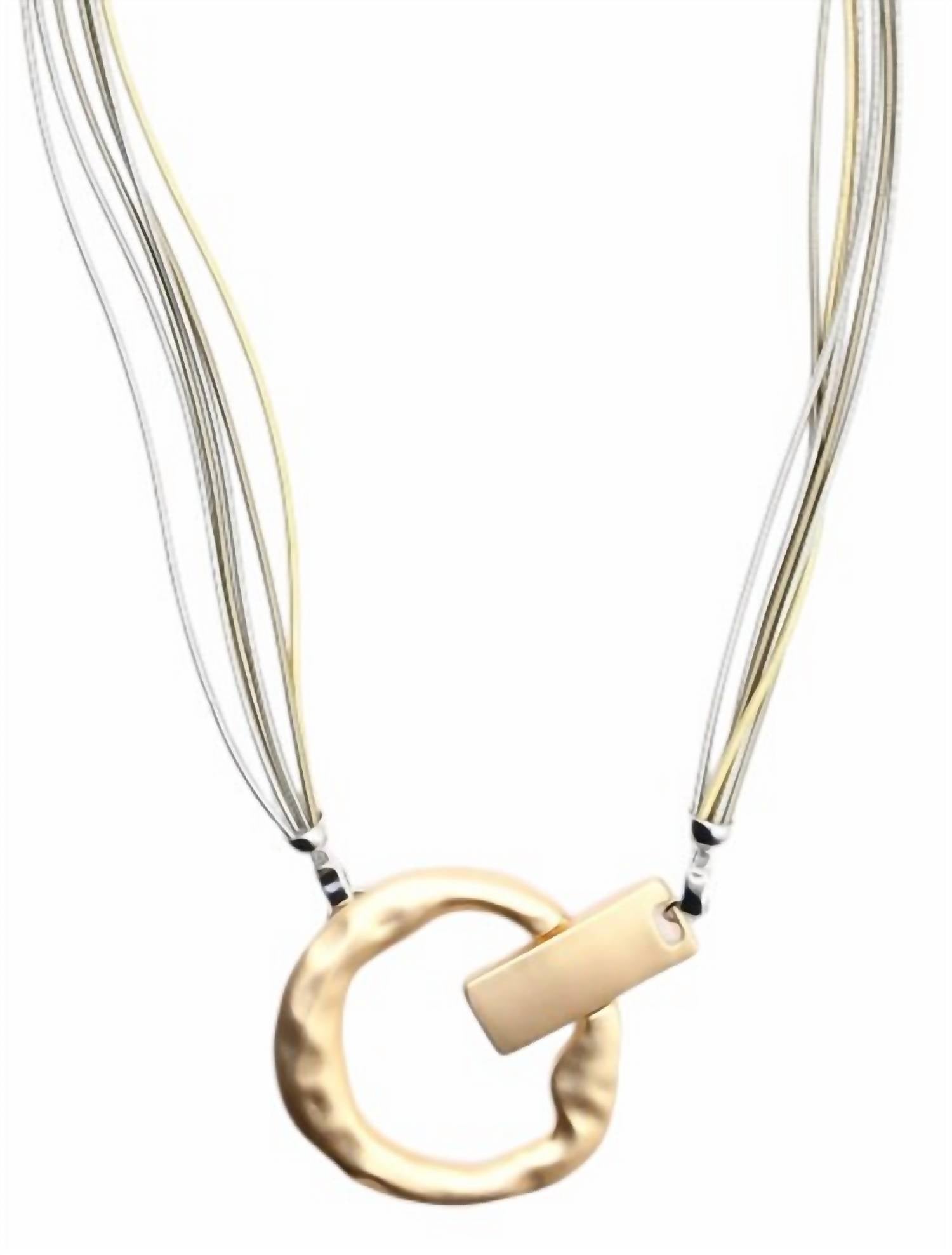 Sea Lily - Women's L65k Multi Strand Necklace With Matte Pendant