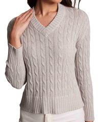 Alashan Cashmere - Hazel Lurex Cable V Neck Sweater