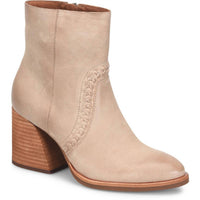 KORK-EASE Women's Shilo Leather Block Heel Booties in taupe - women's shoe - detail view