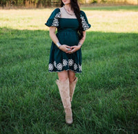 SHE + SKY Ash Puff Sleeve Mini Dress in green - women's dress - view 4