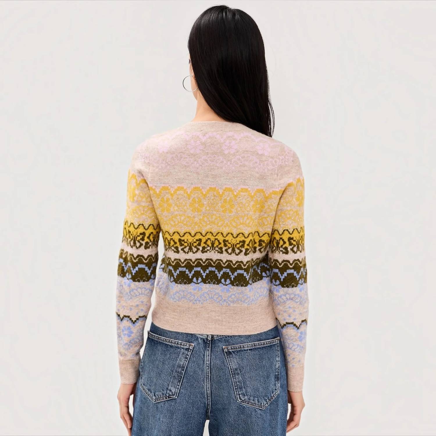 Cinq A Sept - Lace Fair Isle Pullover Sweater