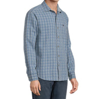 TOMMY BAHAMA Lopez Island Check Button Front Shirt in light indigo - men's shirt - detail view