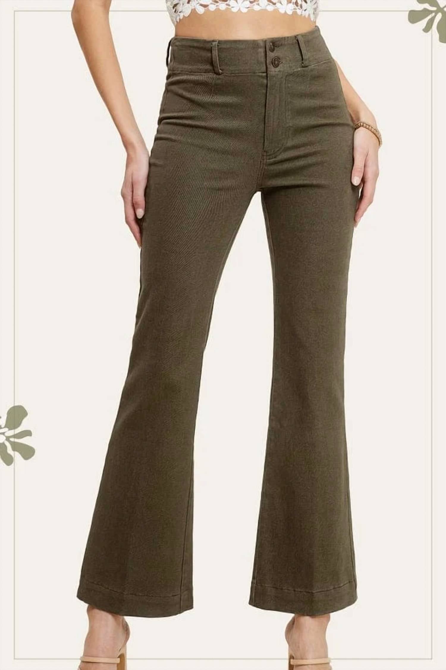 La Miel - Women's Soft Washed Stretchy Wide Flare Pants