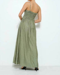 Ina Fashion - Satin Ruched Detailing Maxi Dress