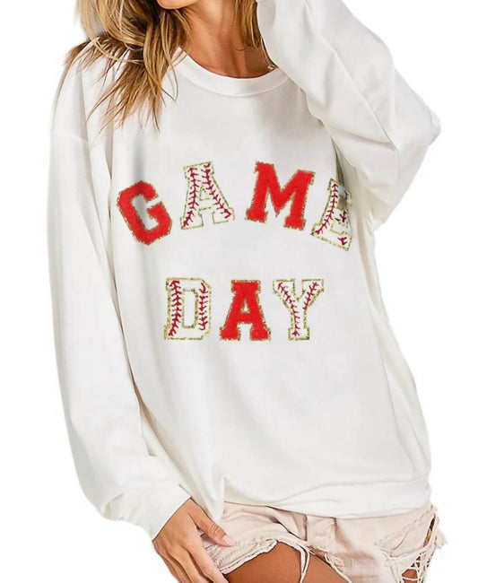 Bibi - Baseball Game Day Patches French Terry Pullover