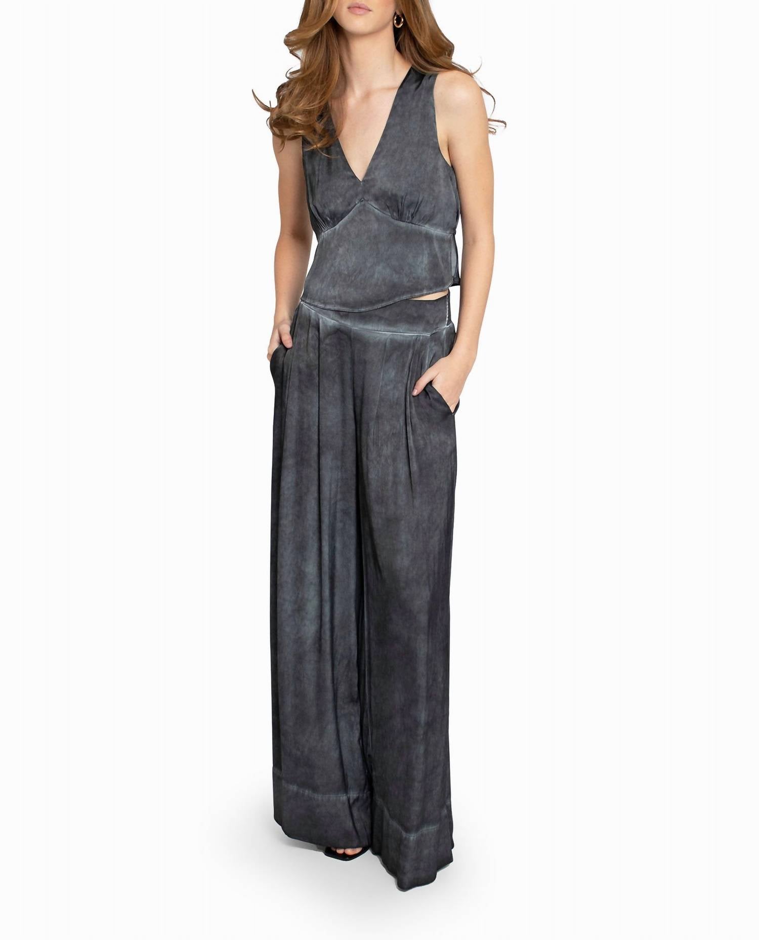 Nicole Miller - Garment Dyed V-Neck Top