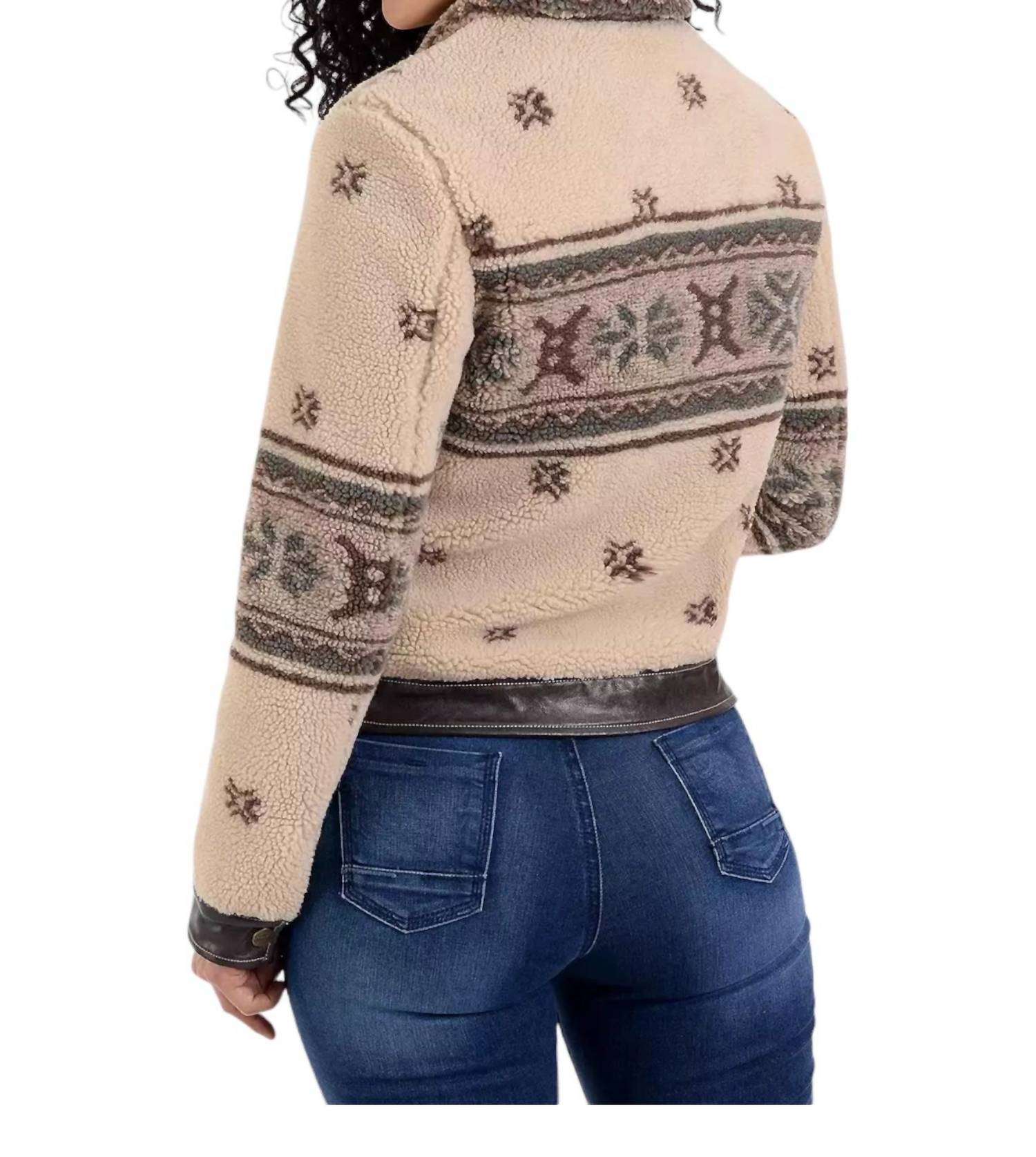 Wrangler - Print Crop Faux-Shearling Jacket