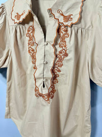 Blue B Women's Sarah Embroidered Top in taupe - women's blouse - detail view