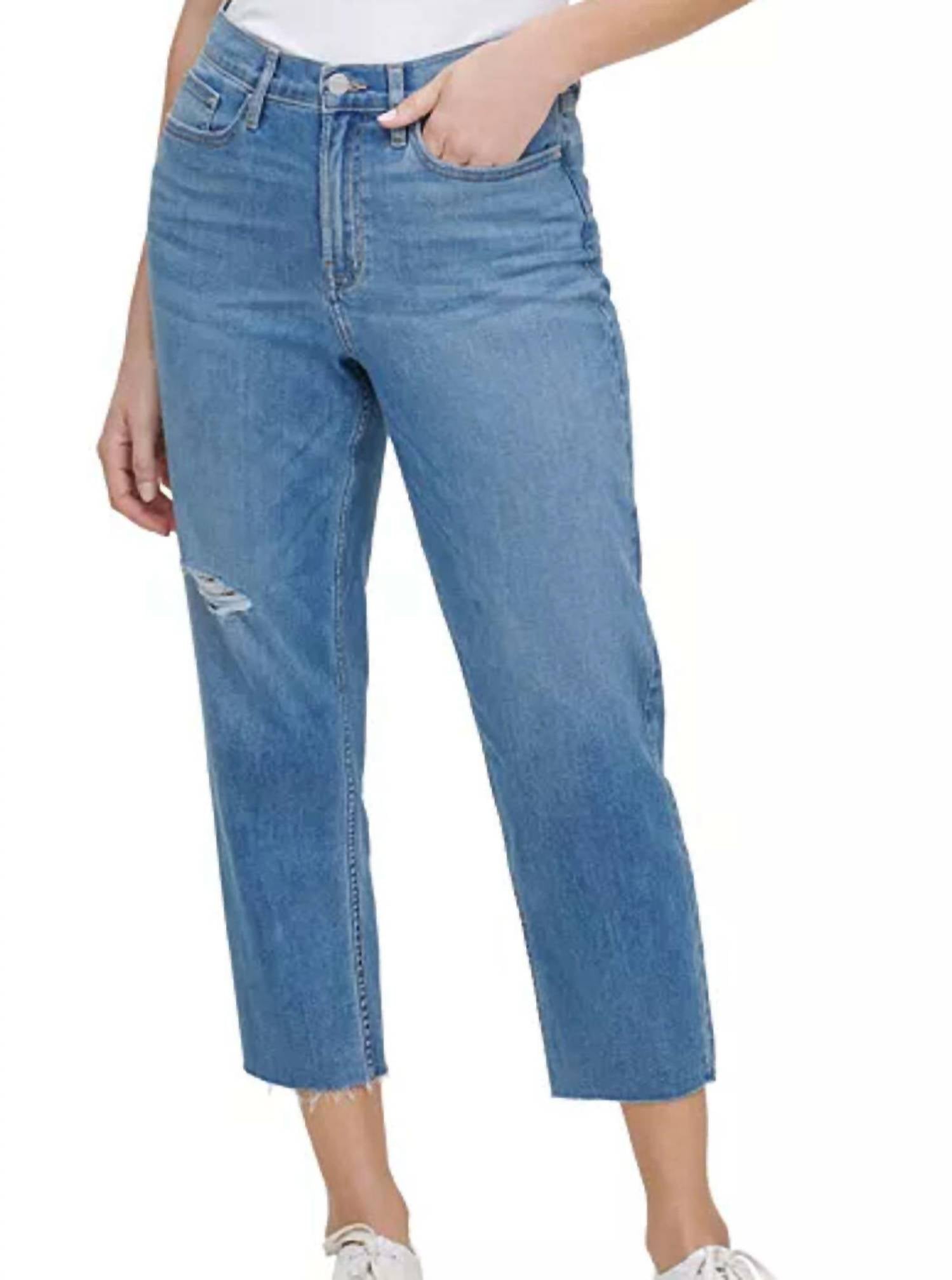 Calvin Klein - Cropped High Rise Straight Leg Jeans