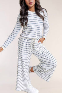 La Society - Striped Long Sleeve Pullover And Pants 2-piece Set