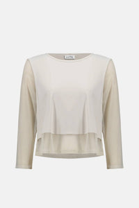 Joseph Ribkoff - Silky Knit Crewneck Top With Mesh Sleeves And Layered Lining