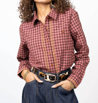 Ivy Jane Howdy Cowboy Plaid Shirt in pink - women's shirt - alternate view