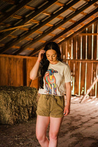 BELLA + CANVAS Pop Of Color Lamb Graphic Tee in white - women's t-shirt - detail view