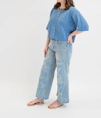 MOD REF Stacey Cardigan in blue 1 - women's cardigan - detail view