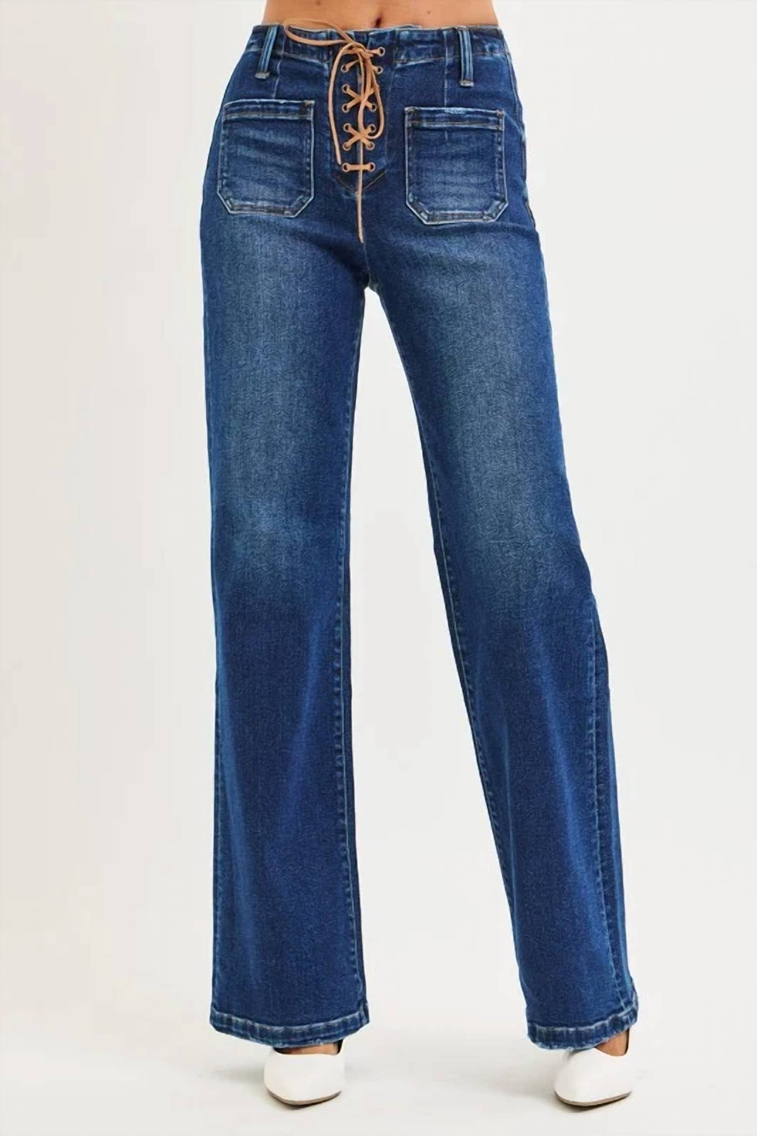 Risen - Finny Front Tie Wide Leg Jeans