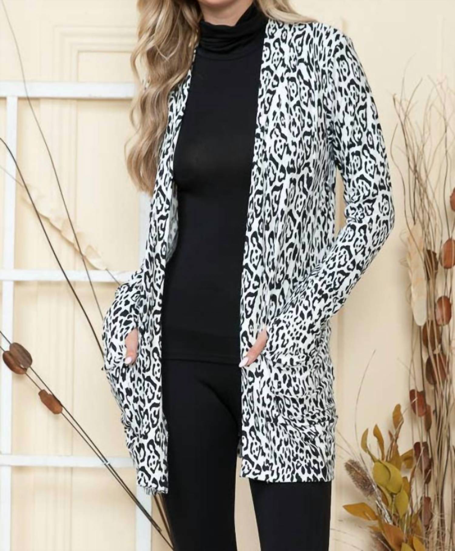 Burgundy Apparel - Animal Print Cardigan