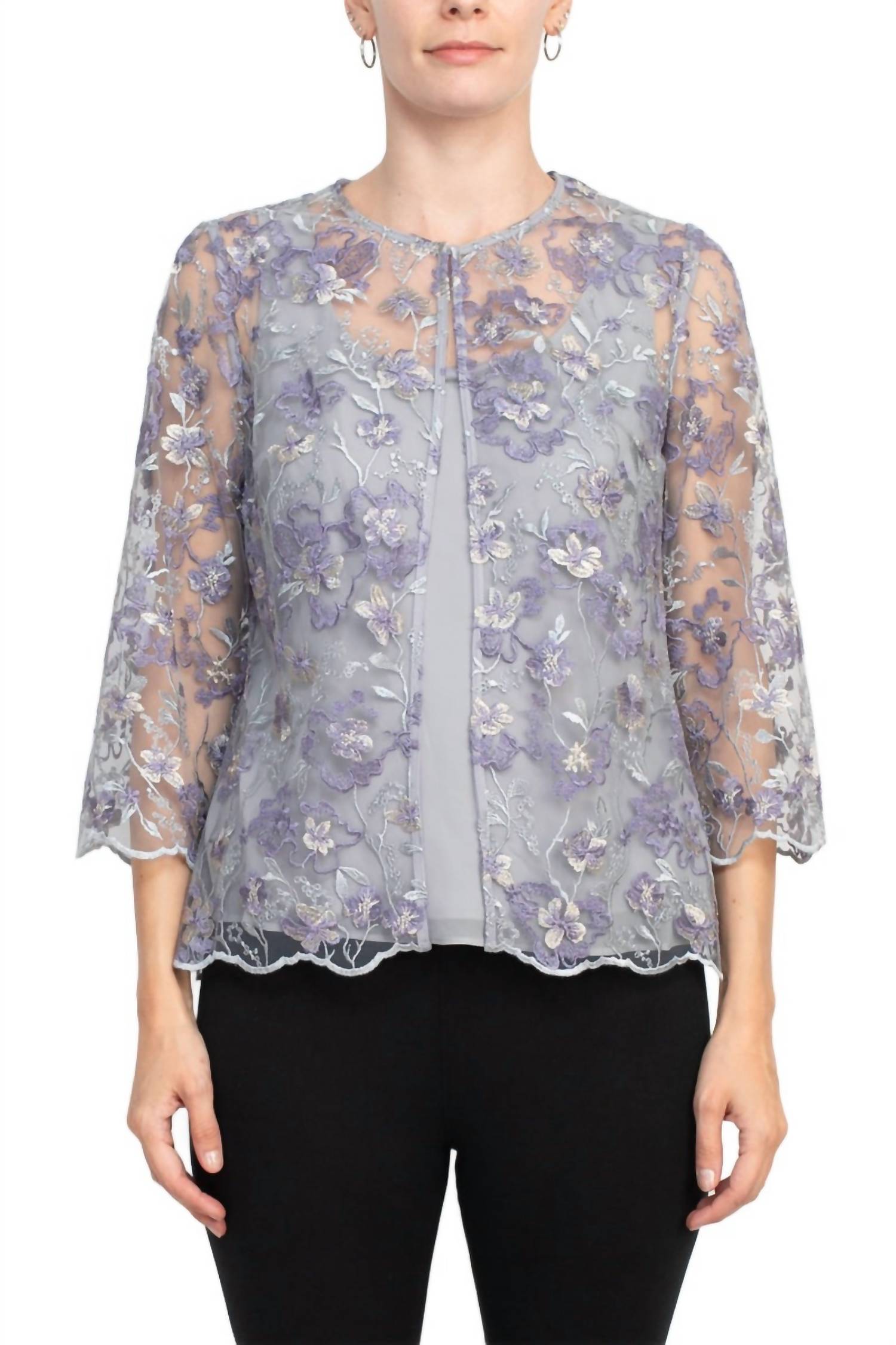 Alex Evenings - Women's Embroidered Twinset Jacket
