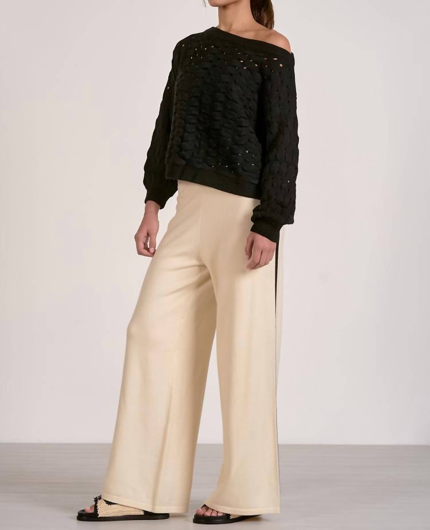 Elan - Adrienne Wide Neck Open Knit Sweater