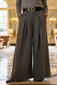 APRICOT Invert Pleat Wide Leg Tailored Trouser in grey - women's pants - alternate view