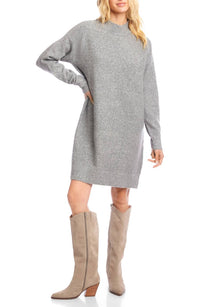 Karen Kane Mock Neck Sweater Dress in gray - women's sweater