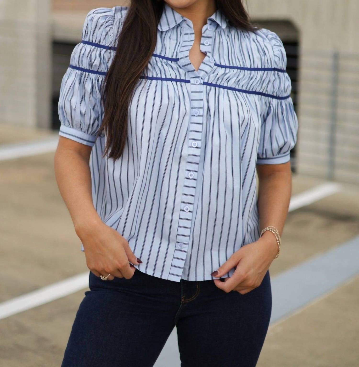 Karlie - Stripe Button Down Shirt