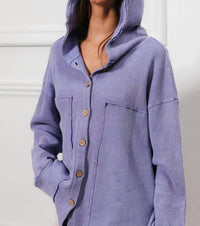 Bibi - Waffle Knit Hooded Shacket