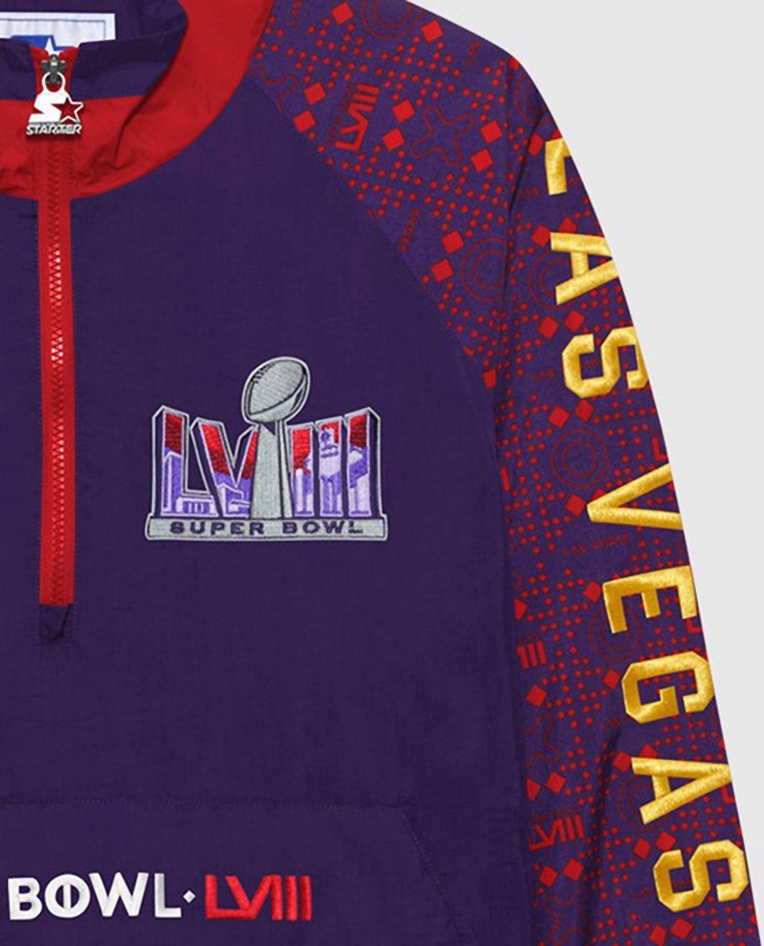 Starter - Men's Super Bowl Lviii Nylon Elite Half-zip Pullover Jacket