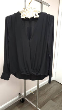 Bobi - Pleated Surplice Cross Over Blouse