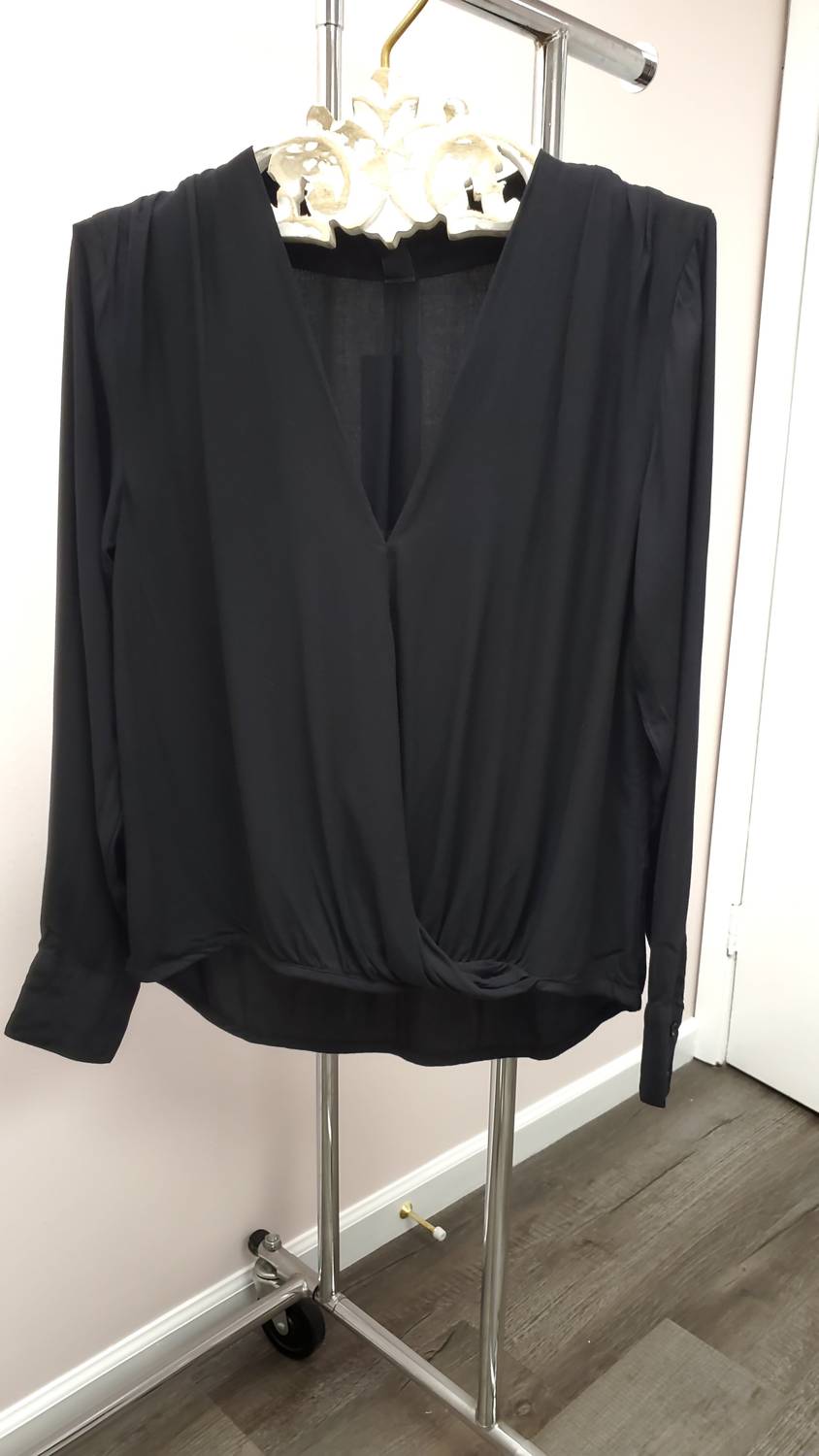 Bobi - Pleated Surplice Cross Over Blouse