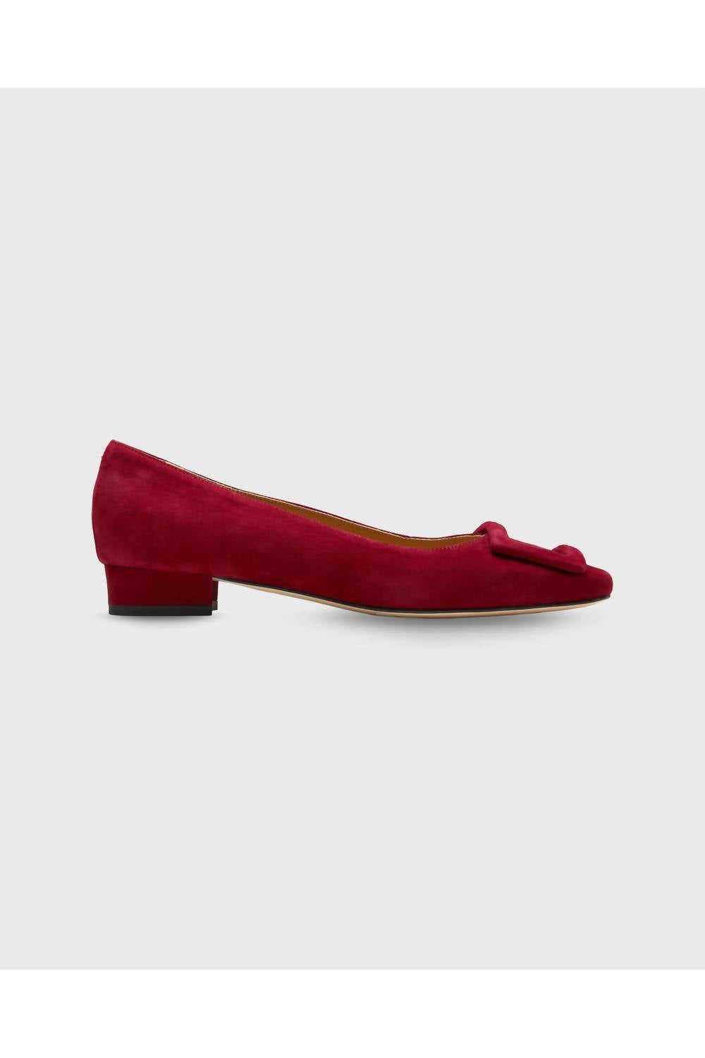 Ann Mashburn Women's Buckle Shoe in deep red suede 1 - women's heels