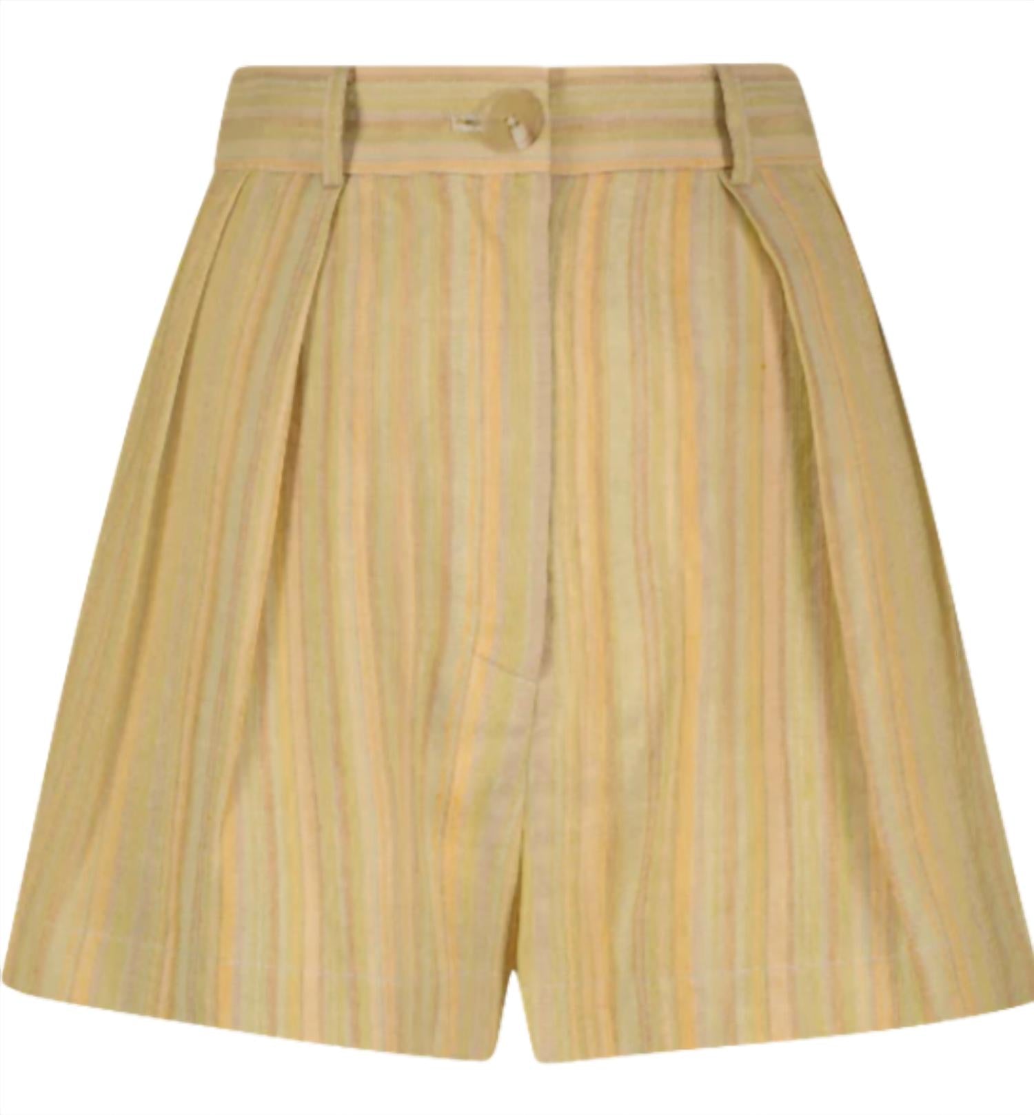 Matthew Bruch - Button Pleated Viscose Linen Short